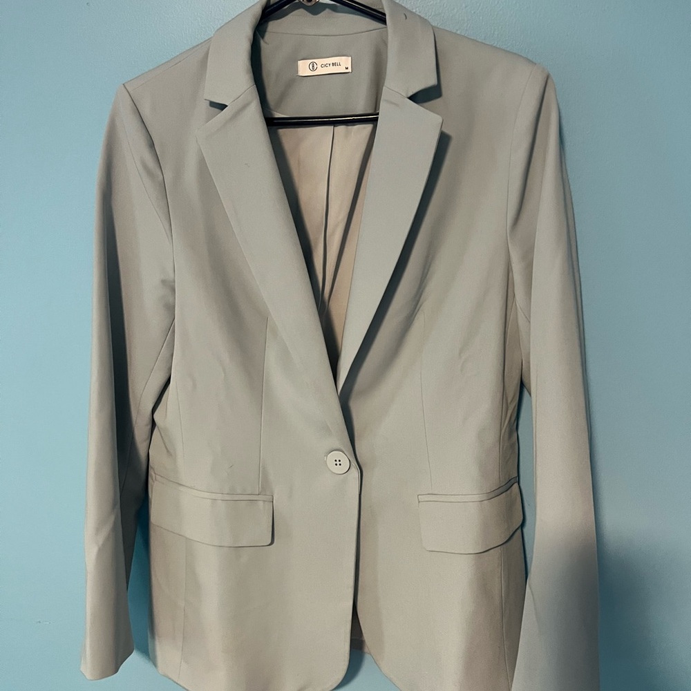 City Chic powder blue Single-Button Blazer